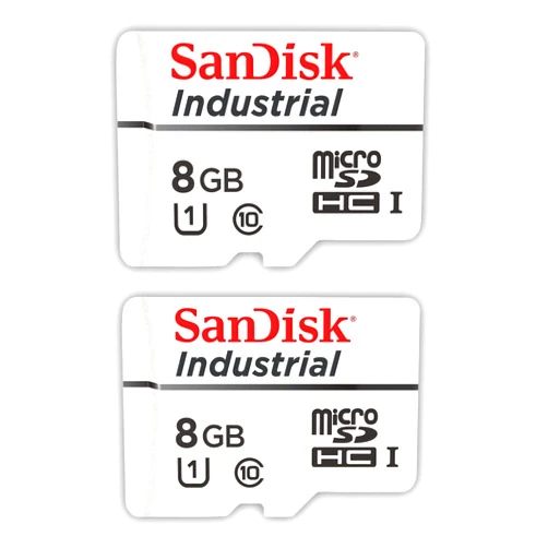 SanDisk Industrial 8GB Micro SD Memory Card Class 10 UHS-I MicroSDHC (Bulk 2 Pack) in Cases (SDSDQAF3-008G-I) Bundle with (1) Everything But Stromboli Card Reader