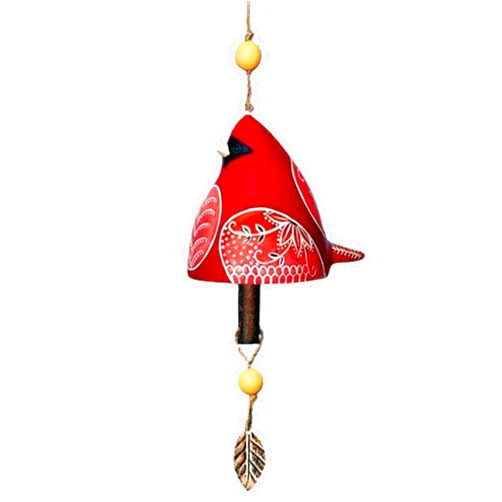 HFJNB Bird Song Bell Garden Decoration,Ceramic Chimes Hanging Rustic Wind Chime Bird Song Bell Music Wind Chimes Festival Gift, Witness Friendship for Backyard Church Hanging Decor, The Porch Decor (Red)