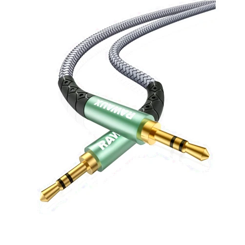 RAWAUX 3.5 mm Aux Cable for Car RAWAUX Male to Male Stereo Auxiliary Cord TRS 1/8-inch Jack Aux Cable 24K Gold Plated Hi-Fi Sound Quality Nylon Braided for Laptops, Phones,Tablets, Stereo Speakers (5ft/1.5m)