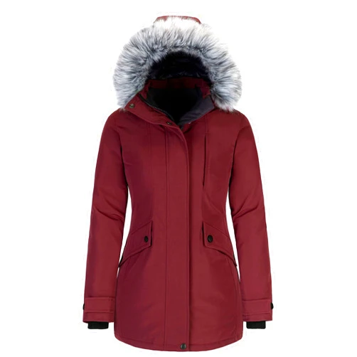 Wantdo Women's Down Jacket Water Resistant Warm Winter Parka Long Puffer Coat with Fur Hooded