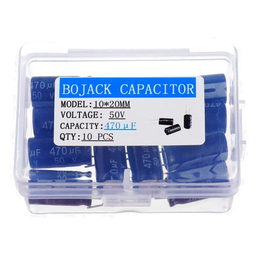 BOJACK 10X20mm 470uF 50V 470MFD 50Voltage ±20% Aluminum Electrolytic Capacitors (Pack of 10)