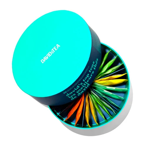DAVIDsTEA Top Teas Sachet Tea Wheel Tea Assortment Box, Tea Gift Set, Ready-to-Steep, No Filters Needed, 36 tea bags, 3.1 Ounces