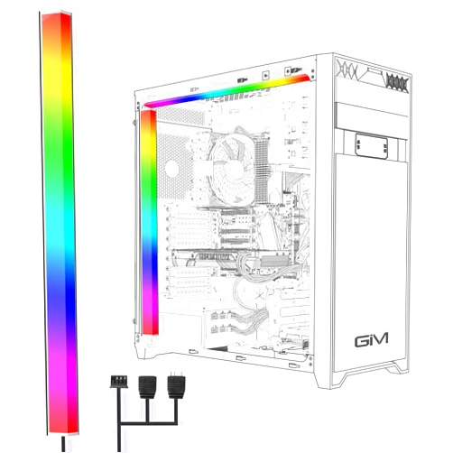 GIM KB-14 RGB PC Light Strip for Gaming Case, Magnetic Addressable LED PC Strip Kit, 5V ARGB 3Pin Header for Asus Aura, Asrock LED, Gigabyte RGB Fusion, MSI Mystic Light- 0.98ft