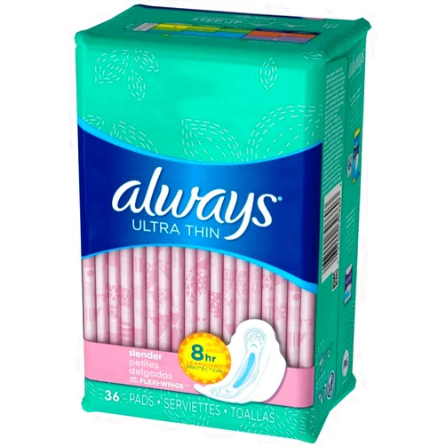 Always Ultra Thin Pads Slender Flexi-Wings 36 Count(Pack of 3)