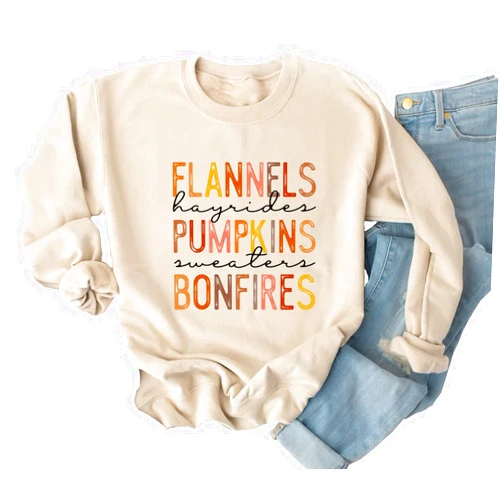 Ykomow Pumpkin SweatShirt for Women Thanksgiving Graphic Tees Fall Halloween Sweater