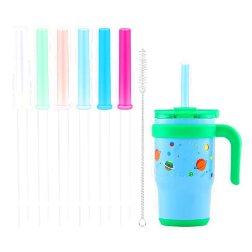 NBOOCUP Replacement Straw Set Compatible with Reduce Kids Tumbler, Straw Replacement for Reduce Tumbler 14 oz Coldee, 6 Pack Straw Replacement and 1 Pack Cleaning Brush, Reusable, Spill-Proof, Dishwasher-safe