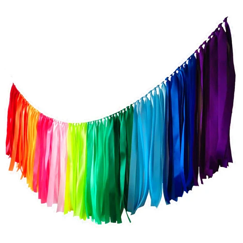 Kingsnow Pastel Rainbow Ribbon Garland 40 inches for Baby Shower, Birthday Party Decoration,Nursery, Rainbow Banner,Photography Prop Banner Backdrop Decor