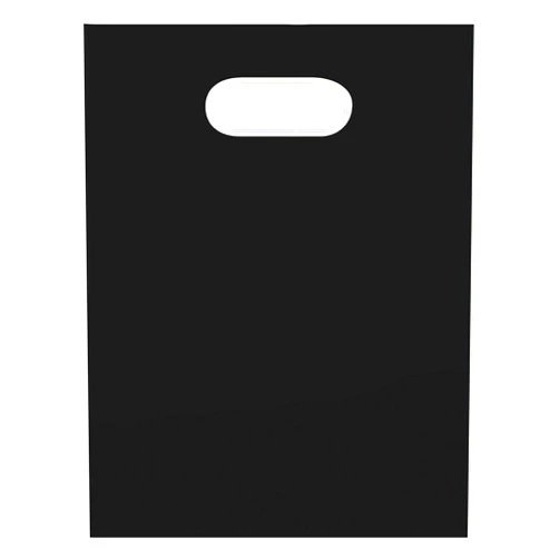 SSWBasics Small Low Density Black Plastic Merchandise Shopping Bags with Die Cut Handles - 9