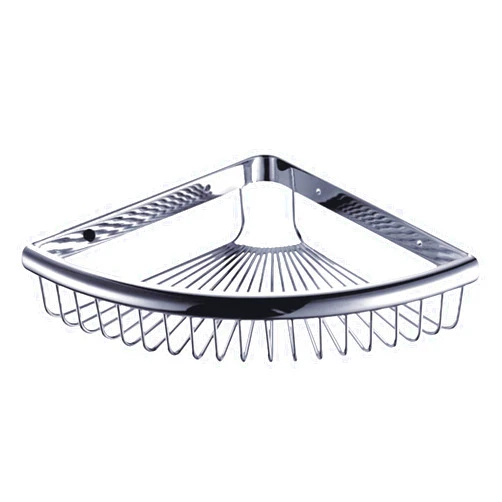 HOYOJU Shower Caddies Corner Shelf for Bathroom Brass Basket Organizers and Storage Shampoo Soap Holder Polished Chrome
