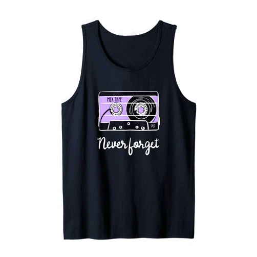 Qwertees Never Forget Funny Floppy Disk VHS Tape 90s 80s Geeky Nerdy Tank Top