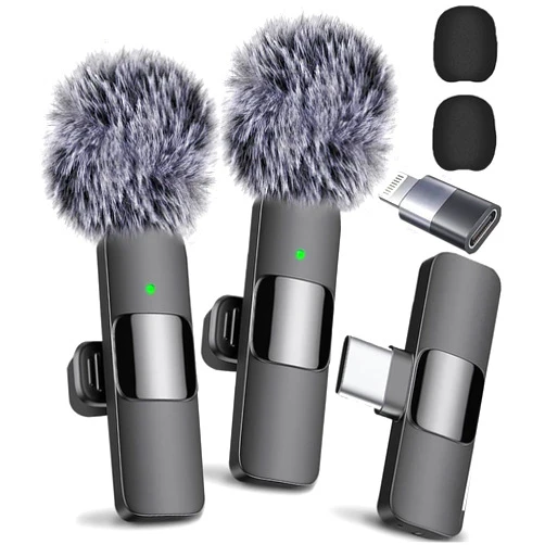 Mini Mic Pro Wireless Microphone for iPhone, iPad, Android, Lavalier Microphone for Video Recording - 2 Pack iPhone Mic Crystal Clear Recording with USB-C for Podcast Microphone, ASMR, TikTok