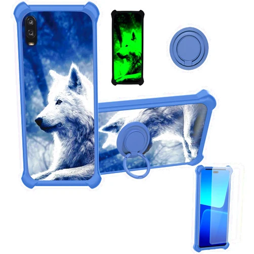 Jioeuinly Jitterbug Smart 3 Case Compatible with Lively Smart Phone Case for TCL A2X Case A508DL Cover [with Tempered Glass Screen Protector][Hard PC + Soft Silicone][Luminous Effect] YGL-LAN