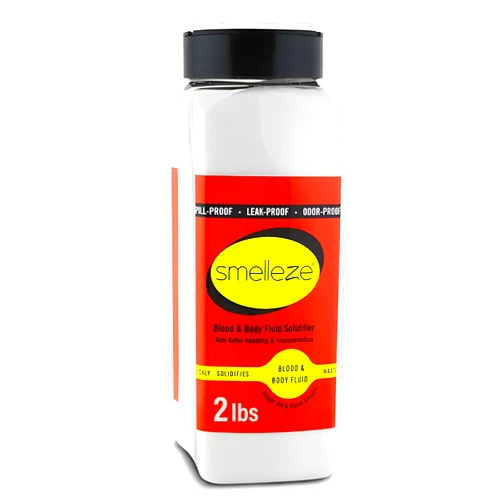 SMELLEZE Blood & Body Fluid Waste Clean Up Super Absorbent, Solidifier & Deodorizer: 2 lb. Granules Absorb Blood, Urine, Diarrhea, Vomit, Body Fluids & Other Water Based Bio Waste in Seconds