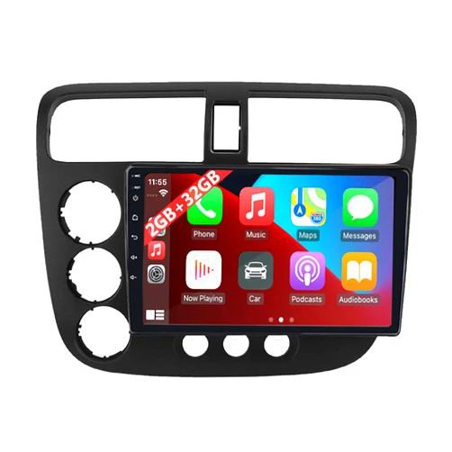 COCHEPARTS Car Stereo for Honda Civic Radio 2001-2005 Support Apple Carplay,Android Auto,1+32GB,WiFi/Bluetooth/Steering Wheel Control/Split Screen/GPS Navigation