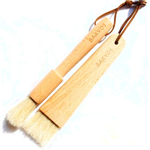 BAKVOS Pastry Brushes With Natural Wood and Bristles,Baking Brushes,Cooking Brushes,Food Brushes,Round and Flat,2 Pack