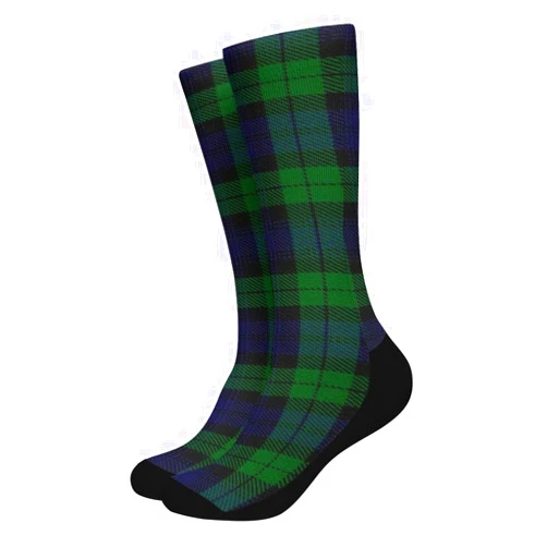 WEEDKEYCAT Black Watch Plaid Men's Winter Socks Warm Calf Stocking for Cold Weather Outdoor Recreation