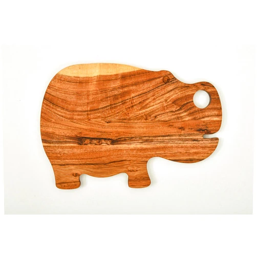 Affinity Decor Organic Acacia kitchen Cutting Chopping Board Platter Wine Holder with Handles for Butcher Block Cheese and Vegetables Fruit & Salad (Hippo Board 13