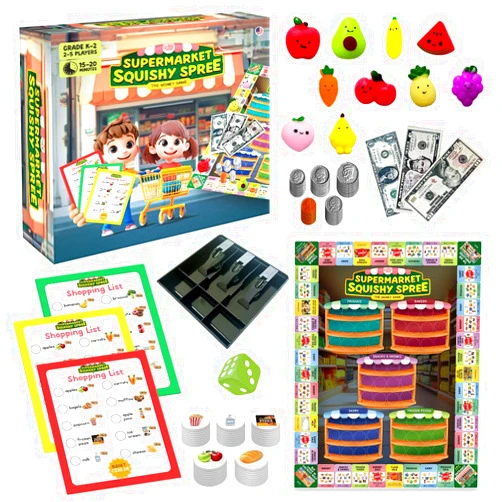 THE FIDGET GAME Supermarket Squishy Spree, Money Games for Kids Ages 5-8, Fun Math Game for K-2, Learn Coins, Dollars, Budgeting & Real-Life Money Skills