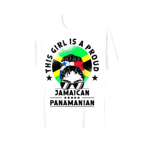 Jamaican Panamanian Roots Hispanic Heritage Months Jamaica Flag Panama Grown Women Girl Citizen Pride T-Shirt