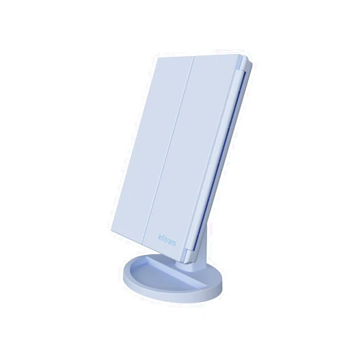 Infitrans Trifold Makeup Mirror Vanity Mirror with Lights,1X 2X 3X Magnification,Touch Screen,180 Adjustable Rotation,Portable Travel Bathroom Cosmetic Mirror