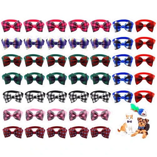 Anosiar 90 Pack Pet Bow Ties and Pet Collar Bows Assorted Colors Adjustable Dog Cat Bowties and Bowknots Cute and Fashionable Design Comfortable Materials Suitable for Small and Medium Pets