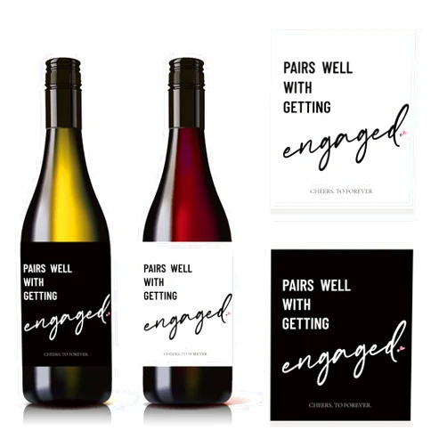 MINUET MINUTE 4 Pcs Engaged Wine Label, Pairs Well with Engaged Wine Bottle Stickers, Newly Wed Gift, Engagement Wine Labels, Engagement Party Decorations Supplies