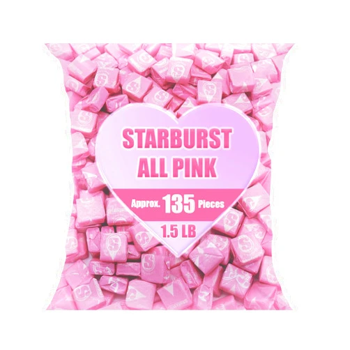 QUEEN JAX All Pink Starburst Candy - Starburst - 1.5 lb bag - Pink Candy - Starbursts Bulk - Pink Candy for Candy Buffet - Pink Snacks - Pink Starburst Candy Bulk Individually Wrapped Valentines Candy Bulk