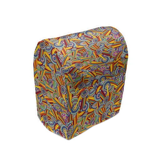 Ambesonne Psychedelic Stand Mixer Cover, Funky and Hippie Composition with Abstract Folkloric Elements, Kitchen Appliance Organizer Bag Cover with a Pocket, 6-8 Quarts, Multicolor