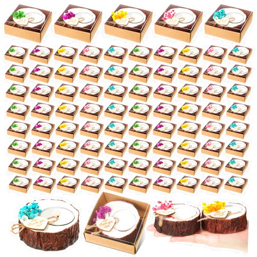 Hillban Wedding Wood Tealight Candle Holders Bulk Wedding Party Favors for Guests Wooden Cylinder Table Centerpiece Bridal Shower Baby Shower Thank You Gifts for Rural Weddings Party Favors(150 Pcs)