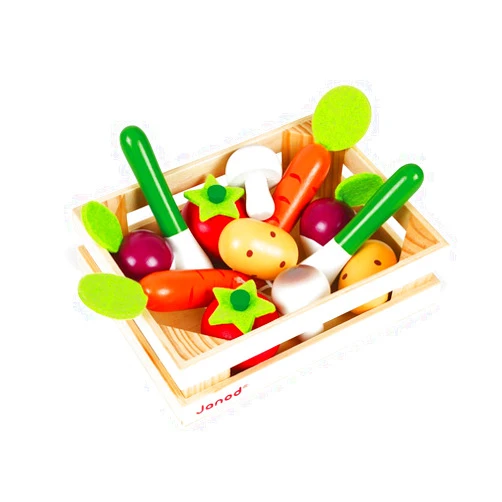 Janod 13 Piece Wooden Vegetable Crate Set - Ages 3+ - J05611