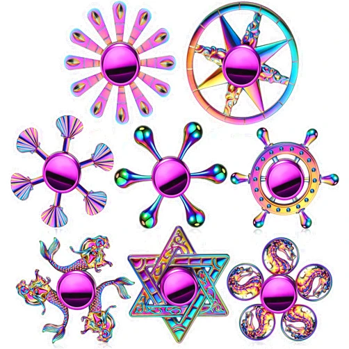 Lewtemi 8 Pieces Rainbow Metal Spinner Cool Finger Spinners High Speed Hand Spinners Toys for Stress Anxiety Gift for Adults and Teens (Chic Style)