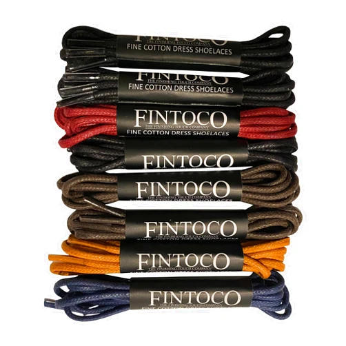FINTOCO 8 Pairs of Round Waxed Dress Shoe Laces (Classic, Pastel, and Neon Boxsets in 30 inches or 34 inches)