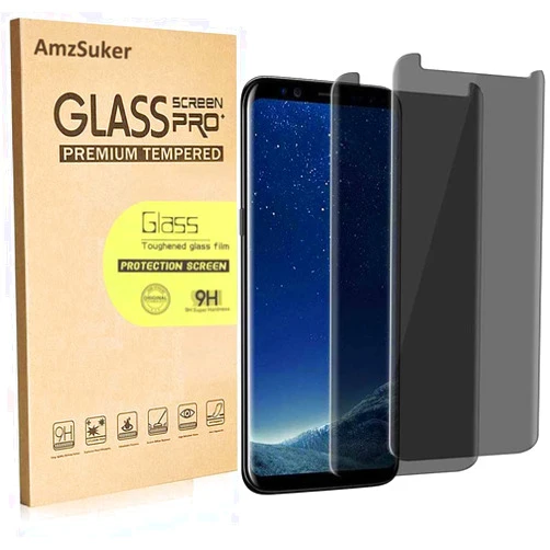 AmzSuker [2 Pack] for Galaxy S8 Plus Privacy Screen Protector, AmzSuker Anti-Spy 3D Curved Tempered Glass [Case Friendly][9H Hardness][Anti-Scratch] Screen Protector for Samsung Galaxy S8 Plus