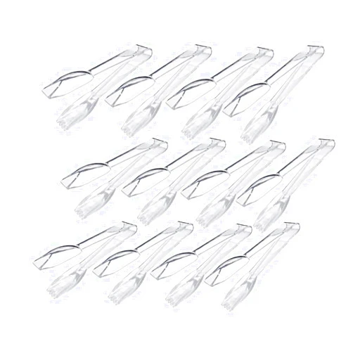 Soro Essentials- 6” Polycarbonate Utility Tongs Clear Color Set of 12- Salad Serving Tongs Kitchen Tongs Buffet Tongs for Serving Food Parties Holiday Buffet Catering Home Kitchen Restaurant