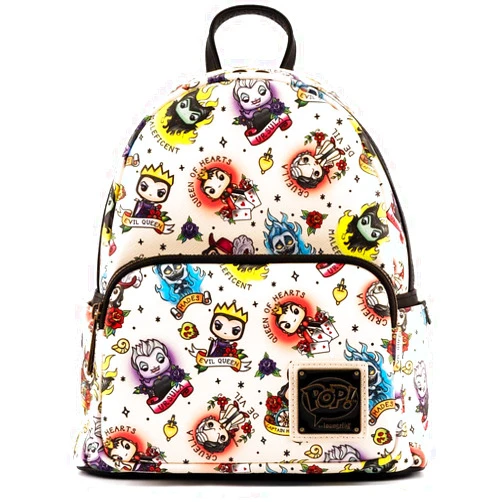 Disney Loungefly POP Disney Villains Tattoo All Over Print Womens Double Strap Shoulder Bag Purse