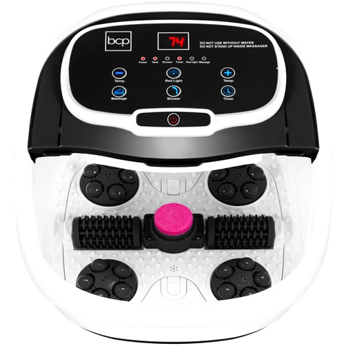 Best Choice Products Motorized Foot Spa Bath Massager, Adjustable Waterfall Shower & Fast Heating, Automatic Shiatsu Pedicure Massage, Pumice Stone, Rollers to Relieve Feet Muscle Pain - Black