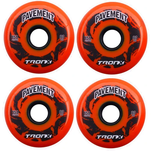 TronX Outdoor Asphalt Pavement 85A Inline Roller Hockey Wheels 4 Pack | 59mm, 68mm, 72mm, 76mm, 80mm Sizes Hi-Lo