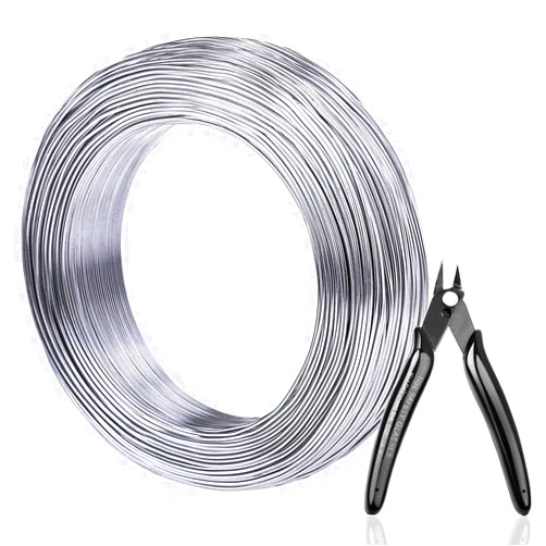 Anezus Aluminum Wire, Anezus 18 Gauge 328 FT Metal Wire Bendable Sculpting Aluminum Wire 1mm for Crafts Jewelry Making Beading Floral (Silver)