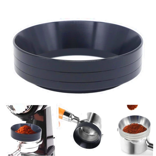 Evaty 51mm Magnetic Espresso Dosing Funnel Lightweight Aluminum Coffee Dosing Ring Compatible 51mm Portafilter (Black, 51mm)