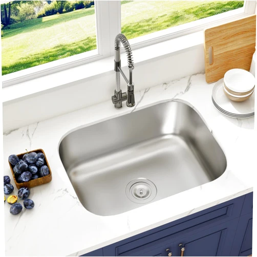 Blenzia 23 Inch Undermount Kitchen Sink 304 Stainless Steel 18 Gauge Single Bowl Sinks Stain Finish & Corrosion Resistant & Soundproof