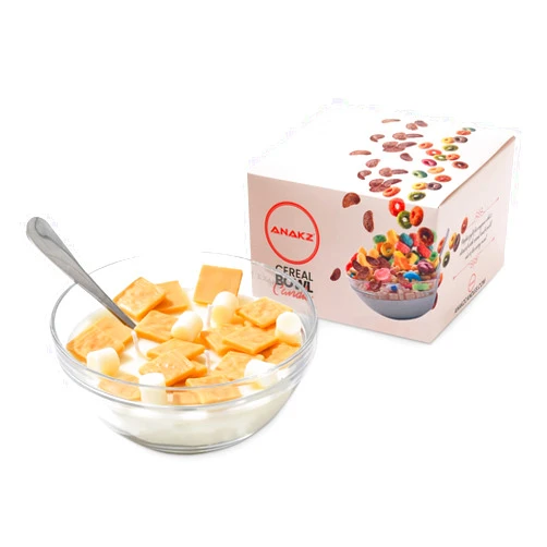 Anakz Cereal Candle Bowl - Vanilla Scented Food Candles Aesthetic - Cute Candles for Cool Gifts - 3 Wicks Cereal Candles for Best Burn - Cereal Bowl Candle with Spoon - Cool Candles for Cool Things