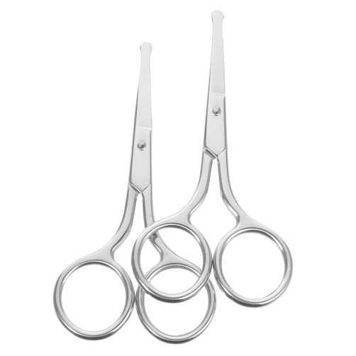 Healifty 2pcs Stainless Steel Women’s Eyebrow Scissors and Nose Hair Removal Scissors round Tip Small Facial Hair Trimmer for Precise Grooming and Personal Care