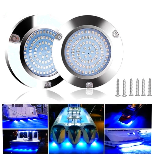 Larlansz 90led Boat Marine Led Underwater Lights,Stainless Steel IP68 Waterproof Surface Mount, for Stern Interior Navigation Deck Courtesy Night Fishing Cruise Ships Yachts Boats Sailboat Pontoon Transom