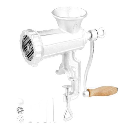 VEVOR Manual Meat Grinder, Heavy Duty Cast Iron Hand Meat Grinder with Steel Table Clamp, Meat Mincer Sausage Maker with 1 Cutting Blade, 2 Cutting Plates, 3 Sausage Tubes for Beef Pepper Mushroom
