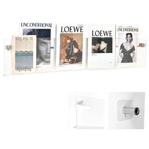 EWRCVBVCA Newspaper Rack Display Magazine Rack, Hanging Literature Organiser, Transparent Magazine Rack for Booklet Catalogues Bookstand