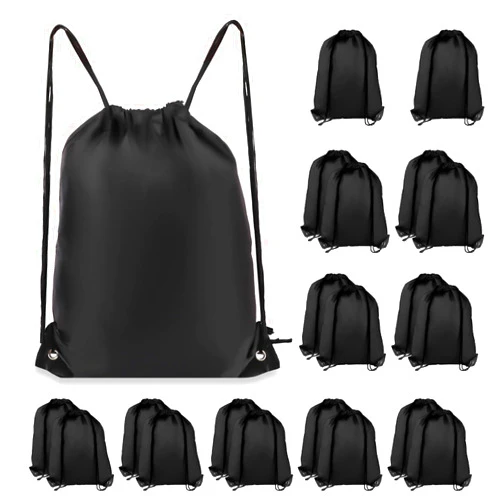 COIDEA Drawstring Backpack 20Pcs Drawstring Bags, Draw String Back Bag Drawstring Bags Bulk for Sports, Gym, Travel, Swimming, Beach (Black)