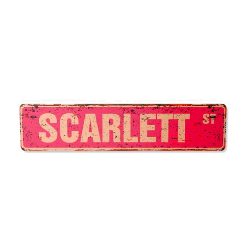 SignMission Scarlett Vintage Plastic Street Sign Childrens Name Room Sign | Indoor/Outdoor | 24
