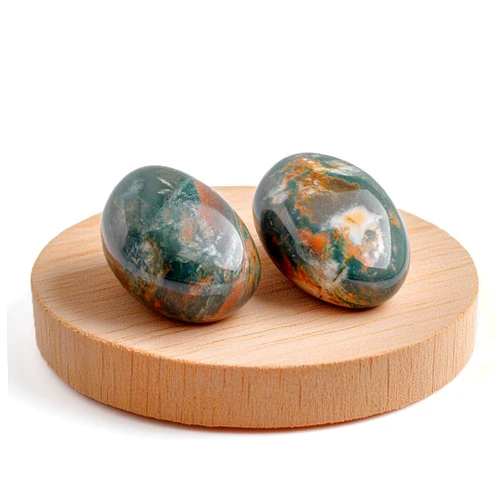 SigMntun Polished Ocean Jasper Crystal Stones - 2 Pieces of 1.2-Inch Super Large Handpicked Natural Tumbled Gemstones for Reiki, Chakra Healing, and Home Decor