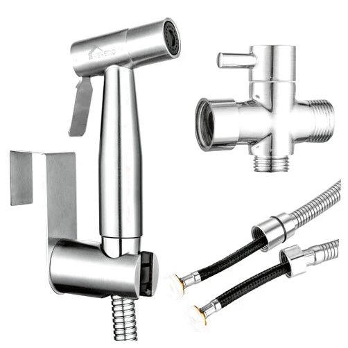 VENETIO Handheld Bidet Sprayer for Toilet Seat with Anti-leaking Hose, Toilet or Wall Mounted, Multi-function for Baby Cloth Diaper Sprayer, Shattaf Sprayer, Pets Shower - 304 Stainless Steel Material