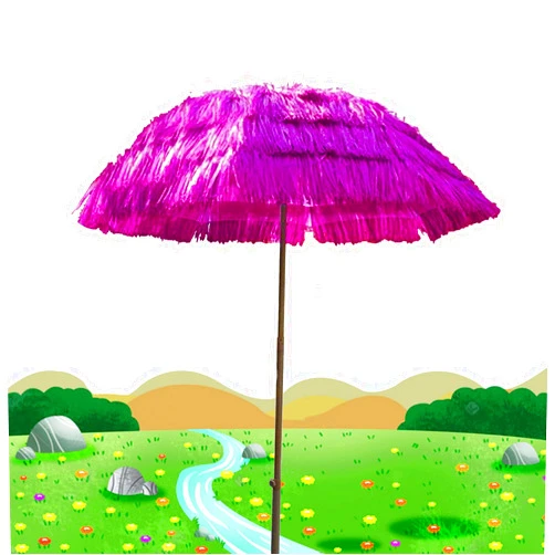 OOOMG Hawaiian Thatched Beach Umbrella, Garden Parasol, Purple Outdoor Sunshade Decorative Umbrellas, 2M/6.5ft Portable Patio Tiki Umbrella, Round UV Protection Sun Umbrella